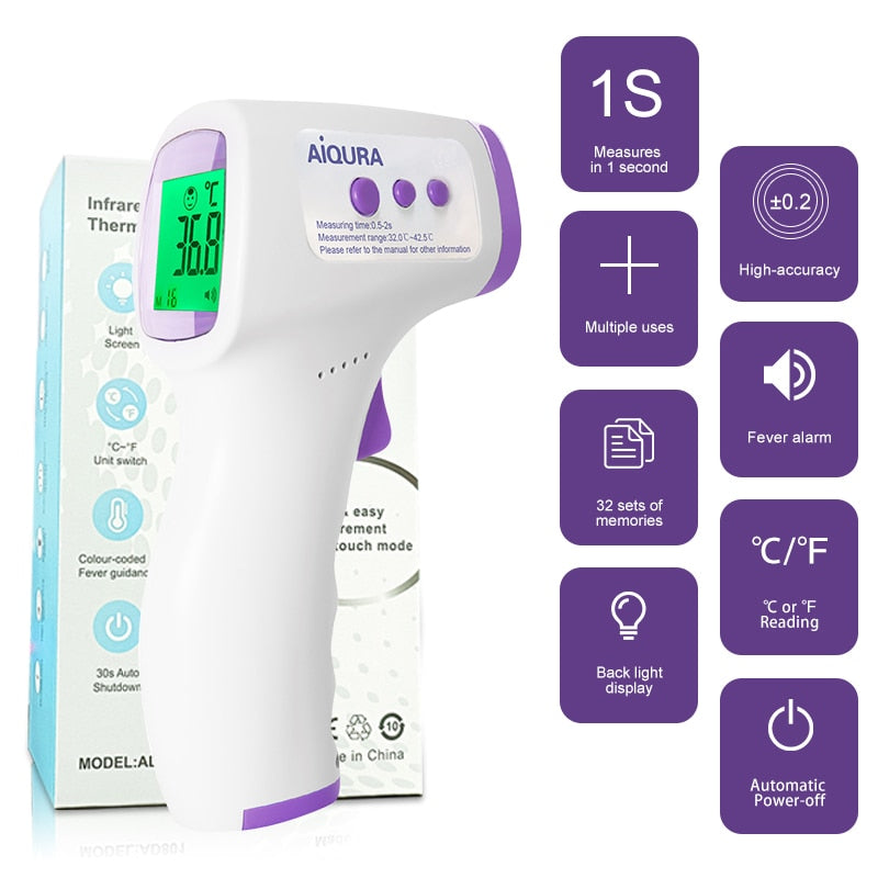 Forehead thermometer for baby, child and adult, easy to use thernometer, portable and lightweight infrared thernometer, digital display thernometer, thernometer for home Aiqura
