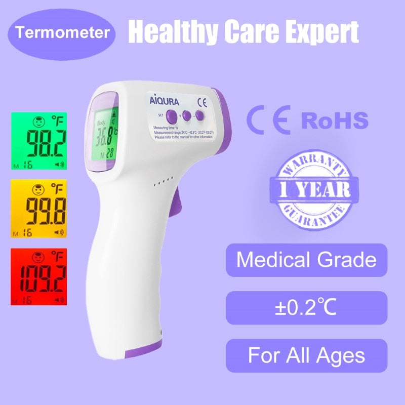 Thermomètre Frontal Sans Contact Pour Bébé, Adultes, Thermomètre Numérique  Avec Lecture Immédiate Et Écran Lcd Tricolore - Co[J380]